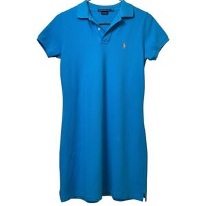 POLO RALPH LAUREN, MEDIUM, BLUE, 100% COTTON PREPPY CLASSIC T- SHIRT DRESS, MIDI